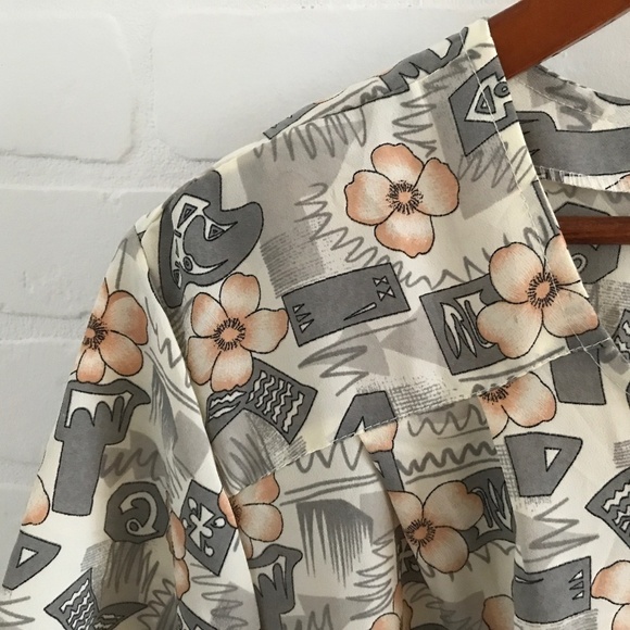 Vintage 80s Midi dress Floral print Mosaïc Grandma Grannycore XXL - Picture 4 of 13